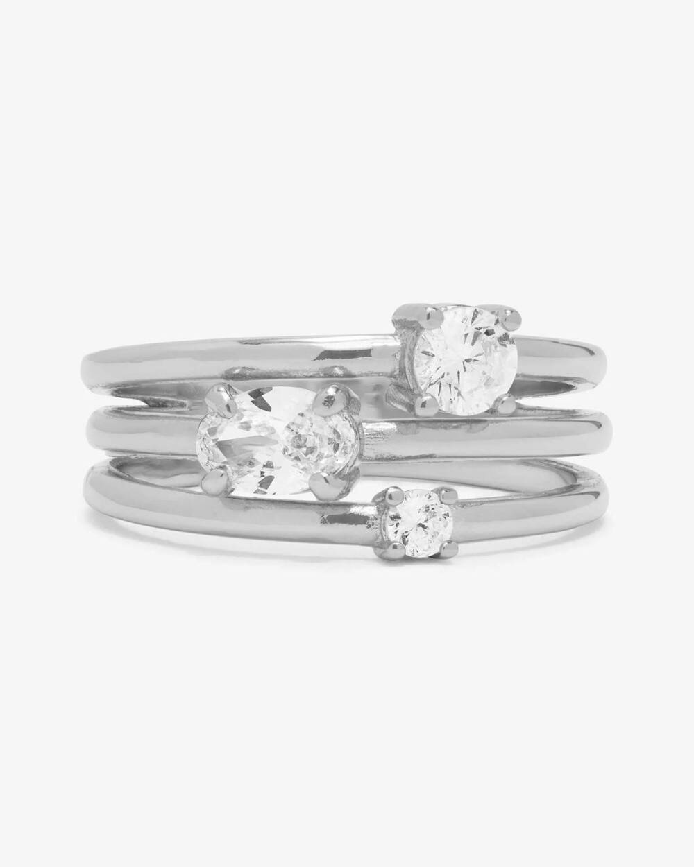 NEW MELINDA MARIA women's nina stacked ring in silver